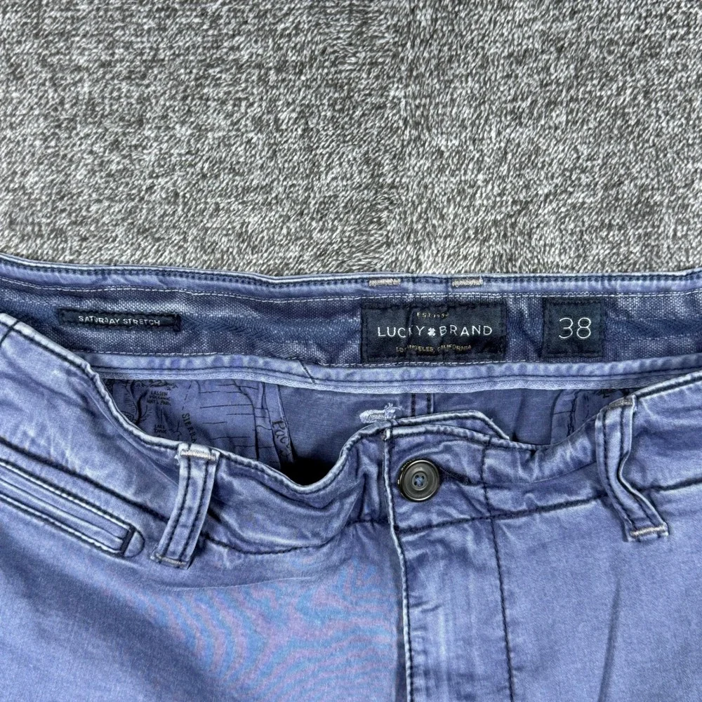 Lot of 2 Lucky Brand Men's 38 Saturday Stretch Chino Shorts Blue Brown